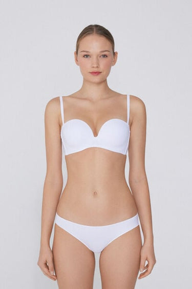 Padded Low-Cut Bandeau Bra in Recycled Microfibre