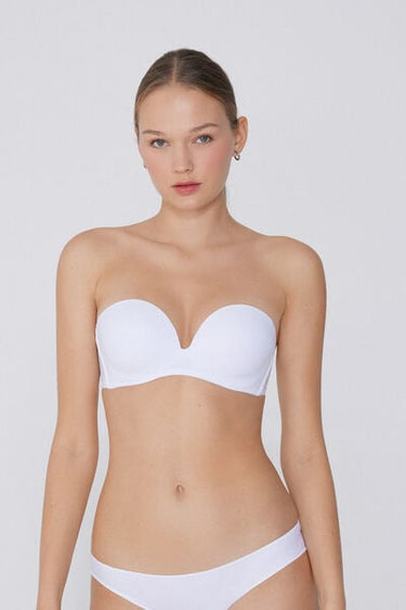 Padded Low-Cut Bandeau Bra in Recycled Microfibre