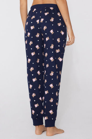 Long Printed Cotton Drawstring Trousers