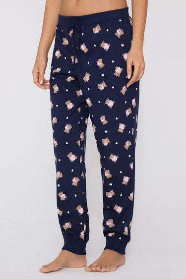Long Printed Cotton Drawstring Trousers