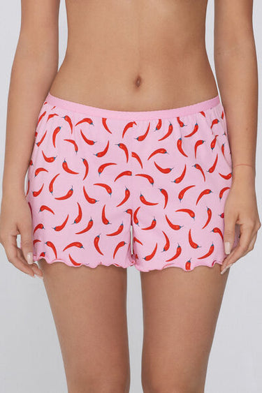 Printed Cotton Shorts with Rolled Hem