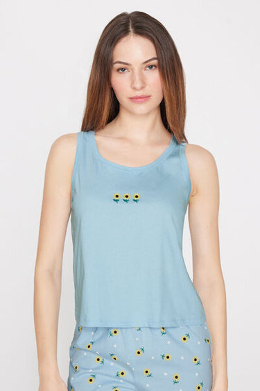 Embroidered Cotton Camisole with Wide Shoulder Straps