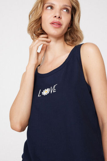 Printed Cotton Camisole with Wide Shoulder Straps