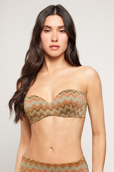 Luxury Chevron Padded Bandeau Bikini Top