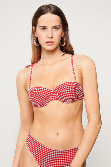 Summer Vichy Padded Bandeau Bikini Top