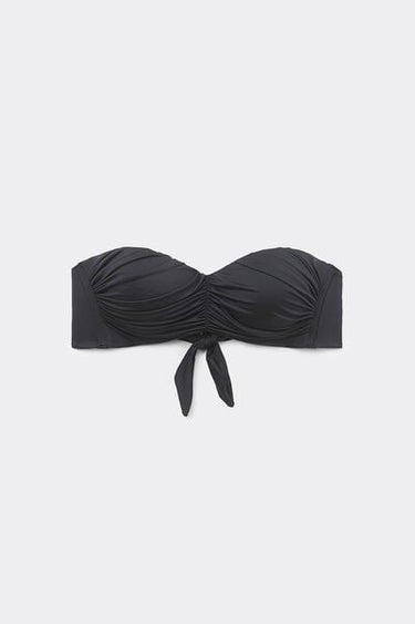 Recycled Microfibre Padded Bandeau Bikini Top with Gathering