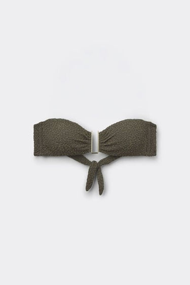 Crinkle Dune Bandeau Bikini Top with Removable Padding