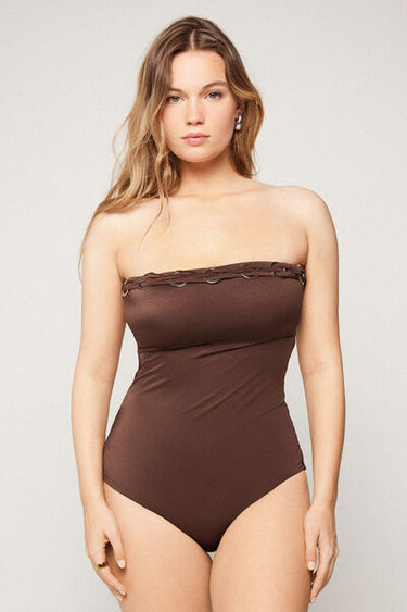 Brown Royal Essence One-Piece Triangle Swimsuit