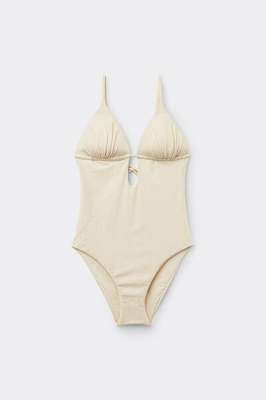 White Paradise Bay One-Piece Triangle Swimsuit