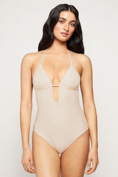 White Paradise Bay One-Piece Triangle Swimsuit