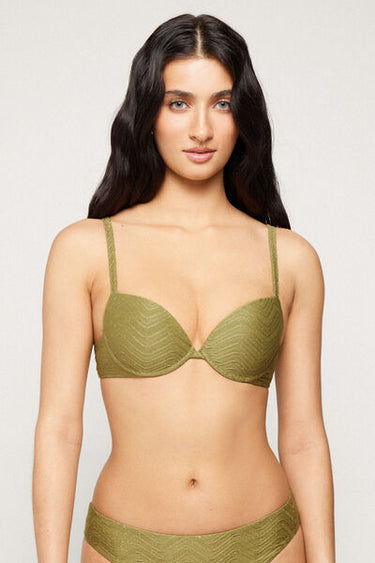 Olive Green Sparkling Touch Padded Push-Up Bikini Top