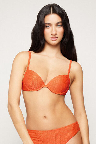 Orange Sparkling Touch Padded Push-Up Bikini Top