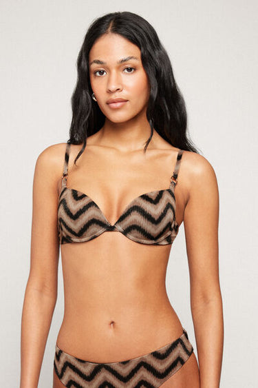 Chevron Shine Push-Up Padded Bikini Top