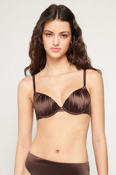 Choco Shiny Glam Lightly Padded Push-Up Bikini Top