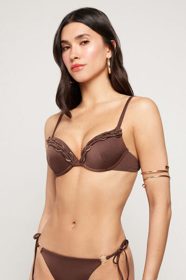 Brown Royal Essence Lightly Padded Push-Up Bikini Top
