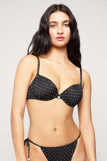 Polka Dot Bead Lightly Padded Push-Up Bikini Top