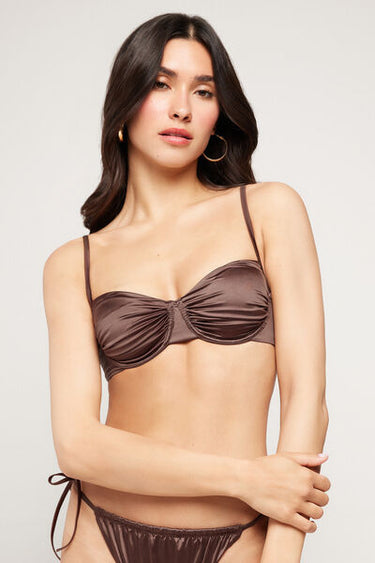Choco Shiny Glam Balconette Bikini Top
