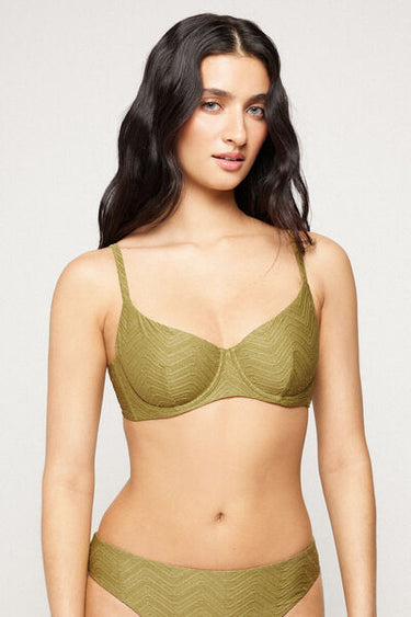Olive Green Sparkling Touch Balconette Bikini Top