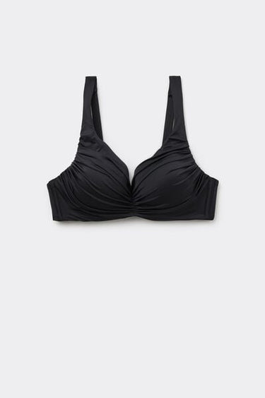 Recycled Lightly Padded Balconette Bikini Top with Gathering