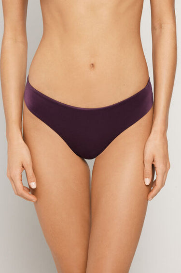 Bordeaux Shiny Glam Rounded High-Cut Brazilian Bikini Bottoms