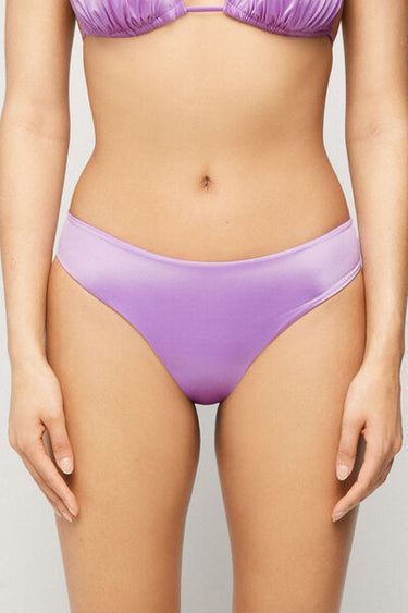 Lilac Shiny Glam Rounded High-Cut Brazilian Bikini Bottoms