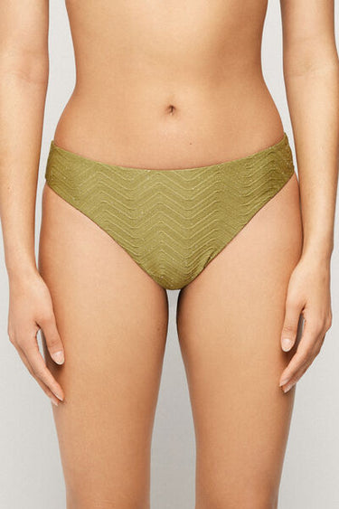 Olive Green Rounded High-Cut Brazilian Bikini Bottoms