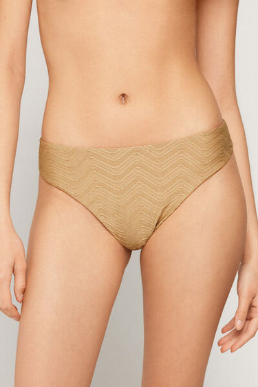 Gold Sparkling Touch Rounded High-Cut Brazilian Bikini Bottoms
