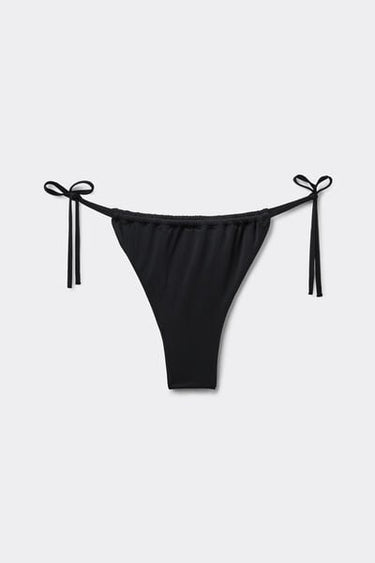 Recycled Microfibre Brazilian Bikini Bottoms with Narrow Tanga Ties