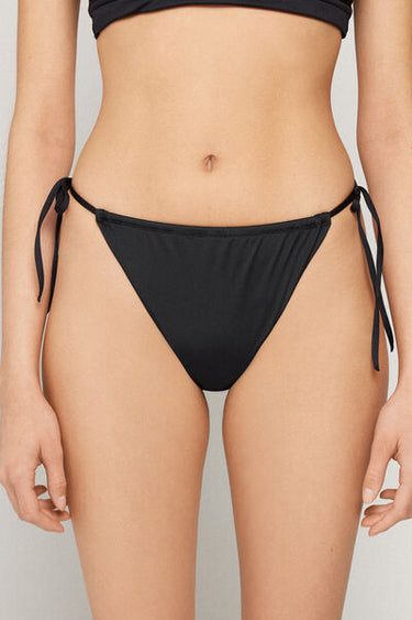 Recycled Microfibre Brazilian Bikini Bottoms with Narrow Tanga Ties