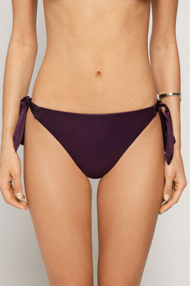Bordeaux Shiny Glam Tie Bikini Bottoms