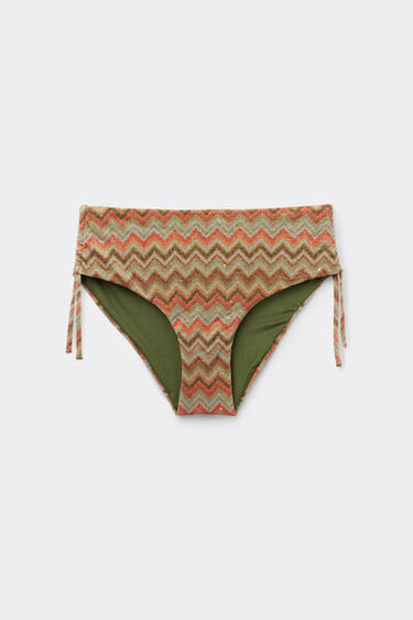 Luxury Chevron High Bikini Bottoms with Gathering