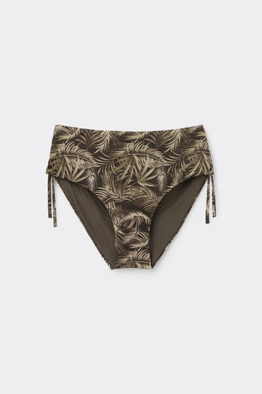 Golden Tropics High Bikini Bottoms with Gathering