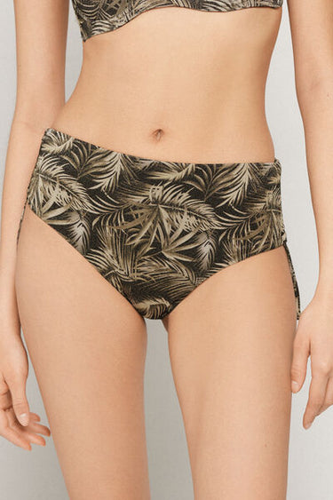 Golden Tropics High Bikini Bottoms with Gathering