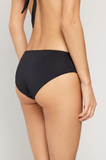 Recycled Microfibre High-Cut Bikini Bottoms with Gathering