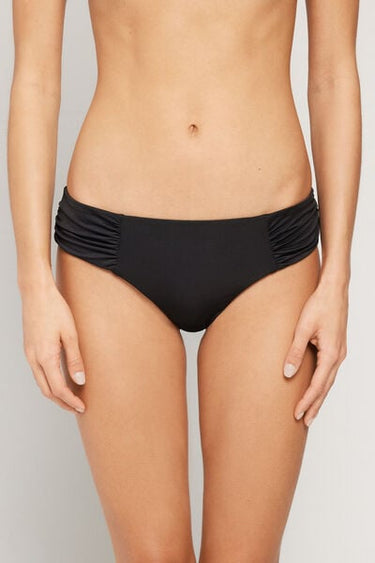 Recycled Microfibre High-Cut Bikini Bottoms with Gathering
