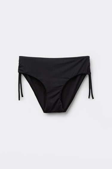 Recycled Microfibre High-Cut Bikini Bottoms with Drawstring