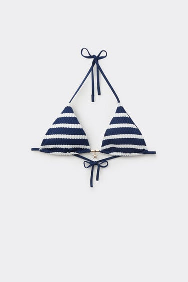 Sailor Stripes Triangle Bikini Top with Removable Padding