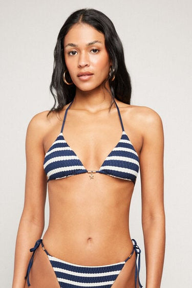 Sailor Stripes Triangle Bikini Top with Removable Padding