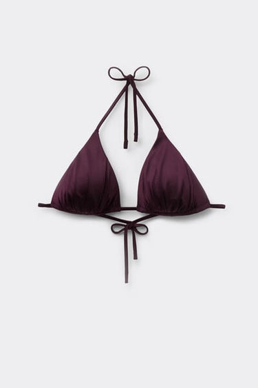 Bordeaux Shiny Glam Lightly Padded Triangle Bikini Top