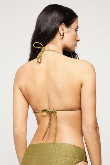 Olive Green Sparkling Touch Lightly Padded Triangle Bikini Top
