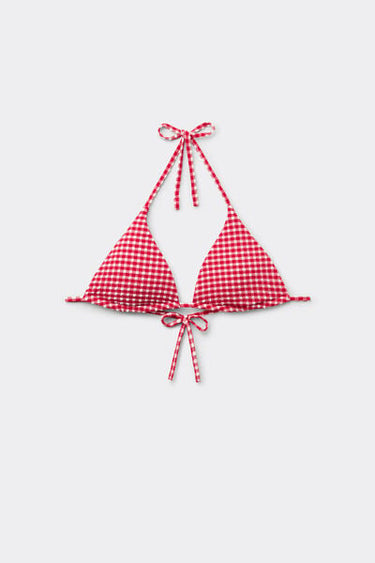 Summer Vichy Triangle Bikini Top with Removable Padding