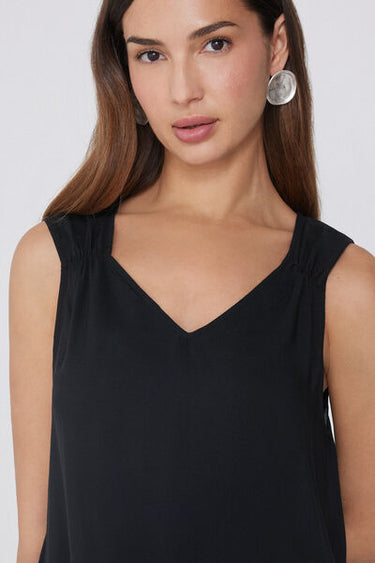 Viscose Camisole with Wide Shoulder Straps and Gathering