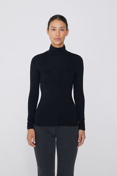 Long Sleeve Viscose Polo Neck Top