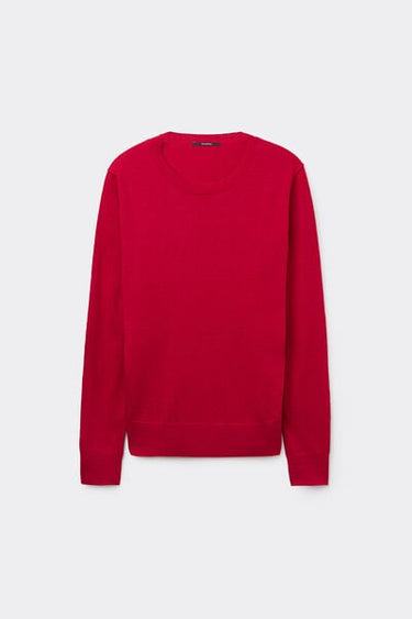 Long Sleeve Round-Neckline Heavy Sweater with Wool