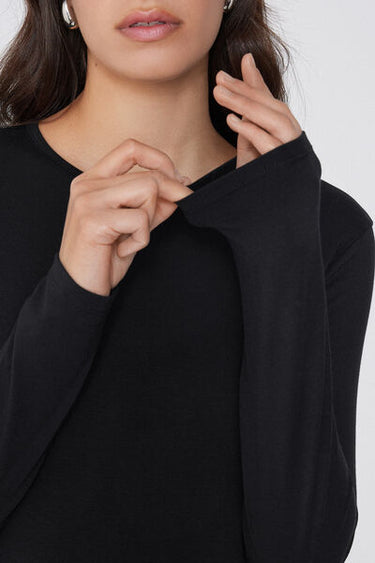 Cotton and Thermal Modal Rounded Neck Top