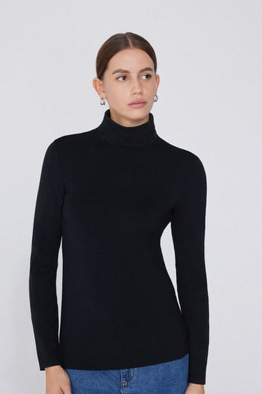 Cotton and Thermal Modal Polo Neck Top