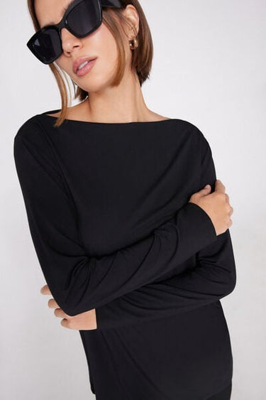 Long Sleeve Top with Boat Neck