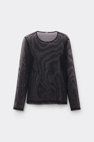 Long Sleeve Crew Neck Tulle Sweater
