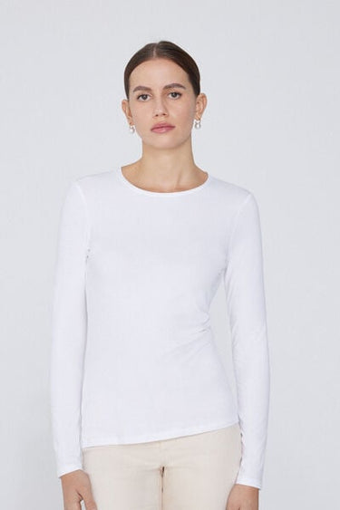 Organic Stretch Cotton Top with Long Sleeves and a Round Neck