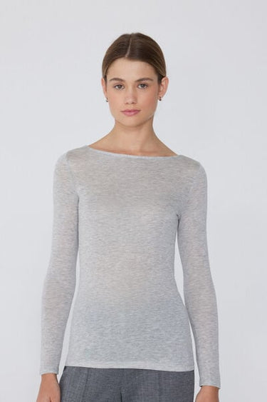 Lightweight Boat Neck Top with Merino Wool